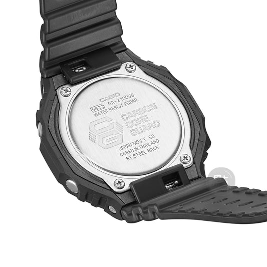 CASIO GA-2100VB-1AER G-Shock 200M 防水 防震 - 不鏽鋼錶背細節,配Carbon Core Guard刻字