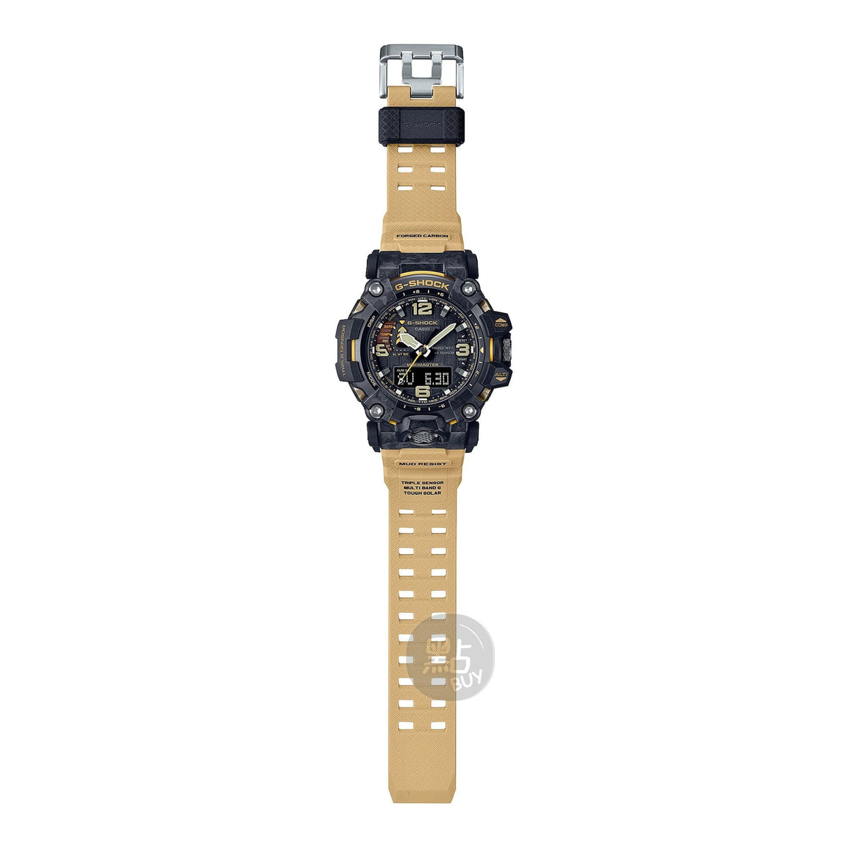 Casio GWG-2000-1A5DR Master of G - Land Mudmaster 手錶 - 全身圖,展示棕褐色樹脂錶帶