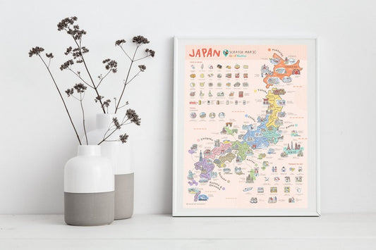 Japan Scratch Travel Map - Travel to Japan decoration stationery日本旅行刮刮地圖(內附刮刮片) white