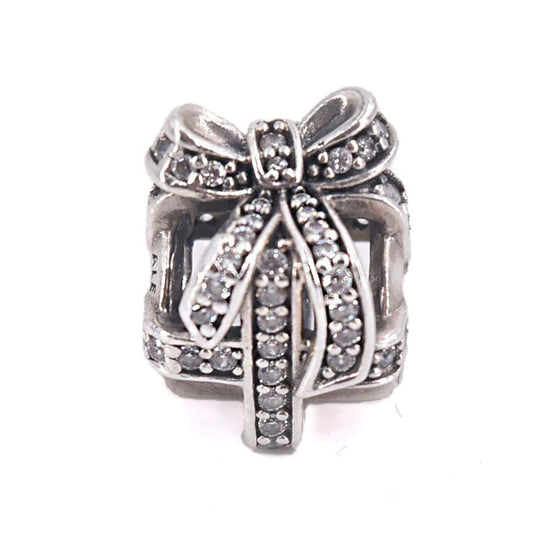 Pandora Openwork gift silver charm with clear cubic zirconia #791766CZ