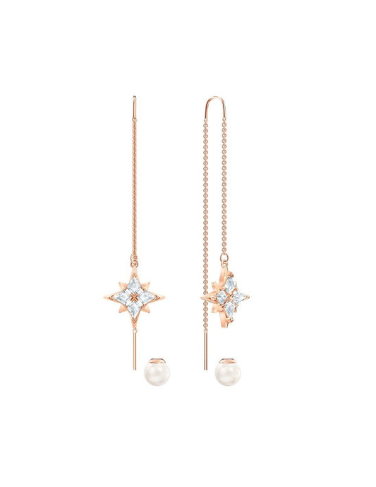 SWAROVSKI Symbolic Chain Pierced Earrings - White & Rose-gold tone plated #5494344