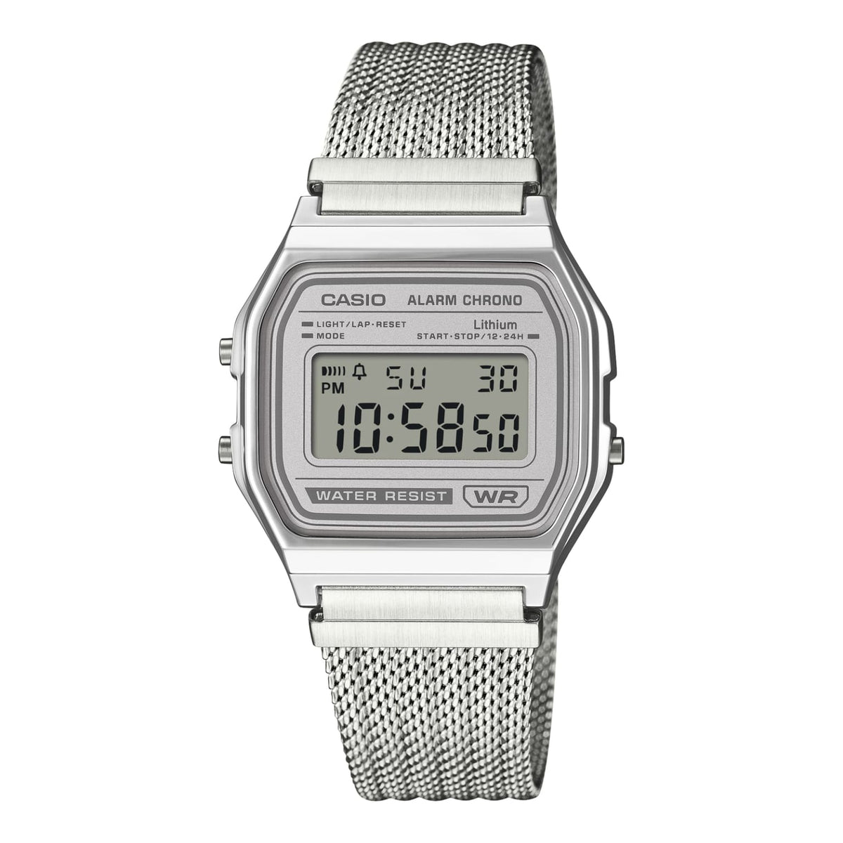 Casio Vintage 銀色網織不鏽鋼數碼手錶 A158WEM-7EF - main product photo