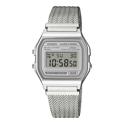 Casio Vintage 銀色網織不鏽鋼數碼手錶 A158WEM-7EF - main product photo