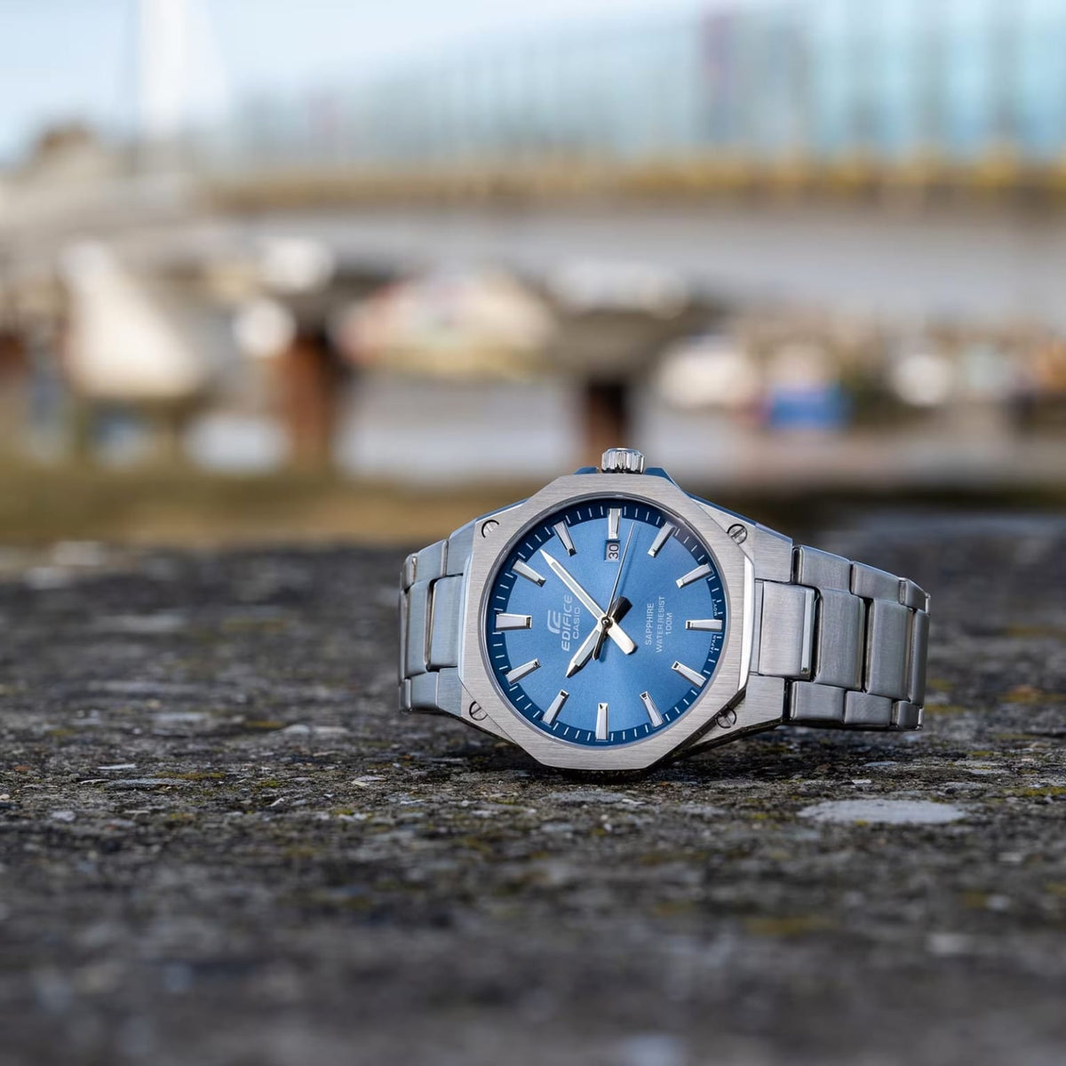 Casio Edifice 藍色錶面藍寶石水晶不鏽鋼纖薄手錶 EFR-S108D-2AVUEF - detail photo 2