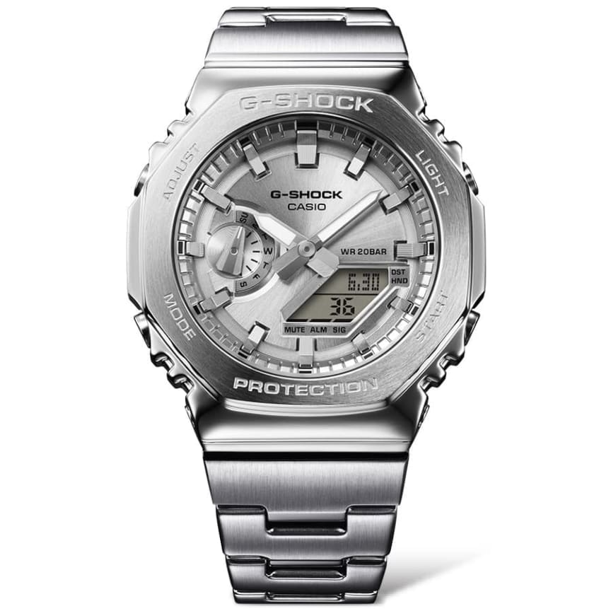 Casio G-Shock 銀色八角形不鏽鋼指針數碼手錶 GM-2110D-7A - detail photo 2