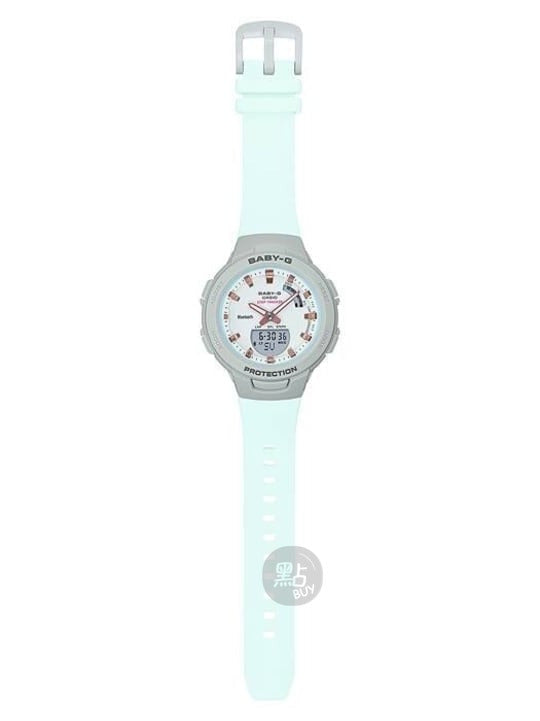 CASIO BSA-B100MC-8AER BABY-G - 全身圖，展示薄荷綠錶帶