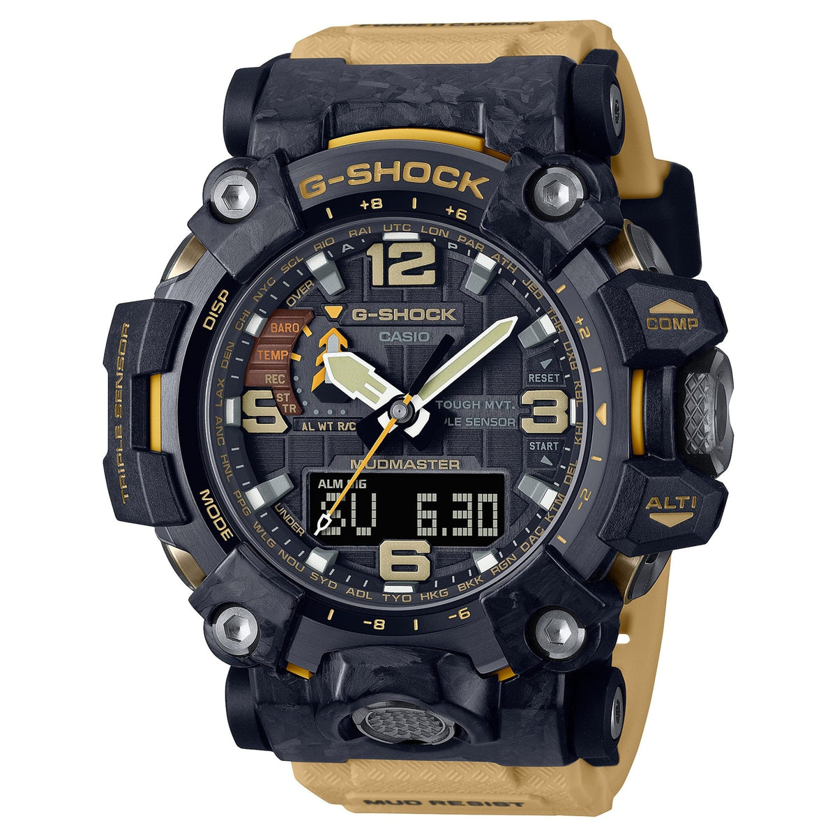 Casio GWG-2000-1A5DR Master of G - Land Mudmaster 手錶 - 黑褐色錶款，正面白色背景