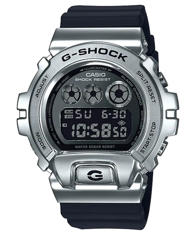 CASIO G-SHOCK Men's 25th Anniversary Limited Edition Digital Stainless Steel and Black Resin Strap Watch #GM-6900-1DR