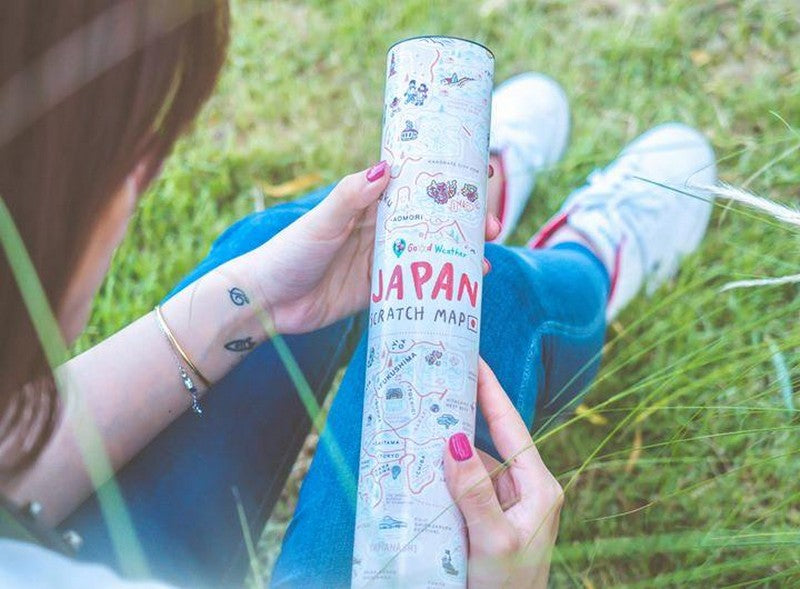 Japan Scratch Travel Map - Travel to Japan decoration stationery日本旅行刮刮地圖（內附刮刮片） grass