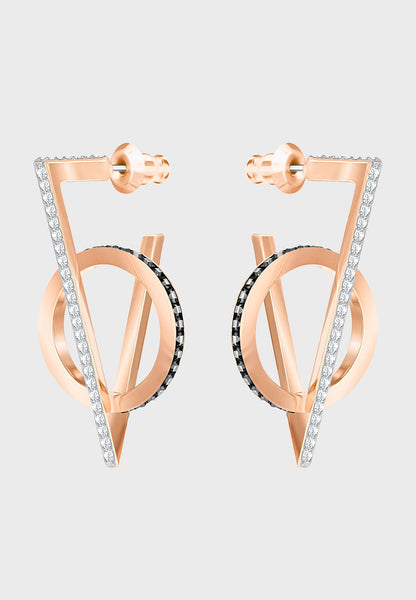 SWAROVSKI Hero Triangle Pierced Earrings - Gray - Rose Gold Plating #5354757