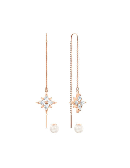 SWAROVSKI Symbolic Chain Pierced Earrings - White & Rose-gold tone plated #5494344
