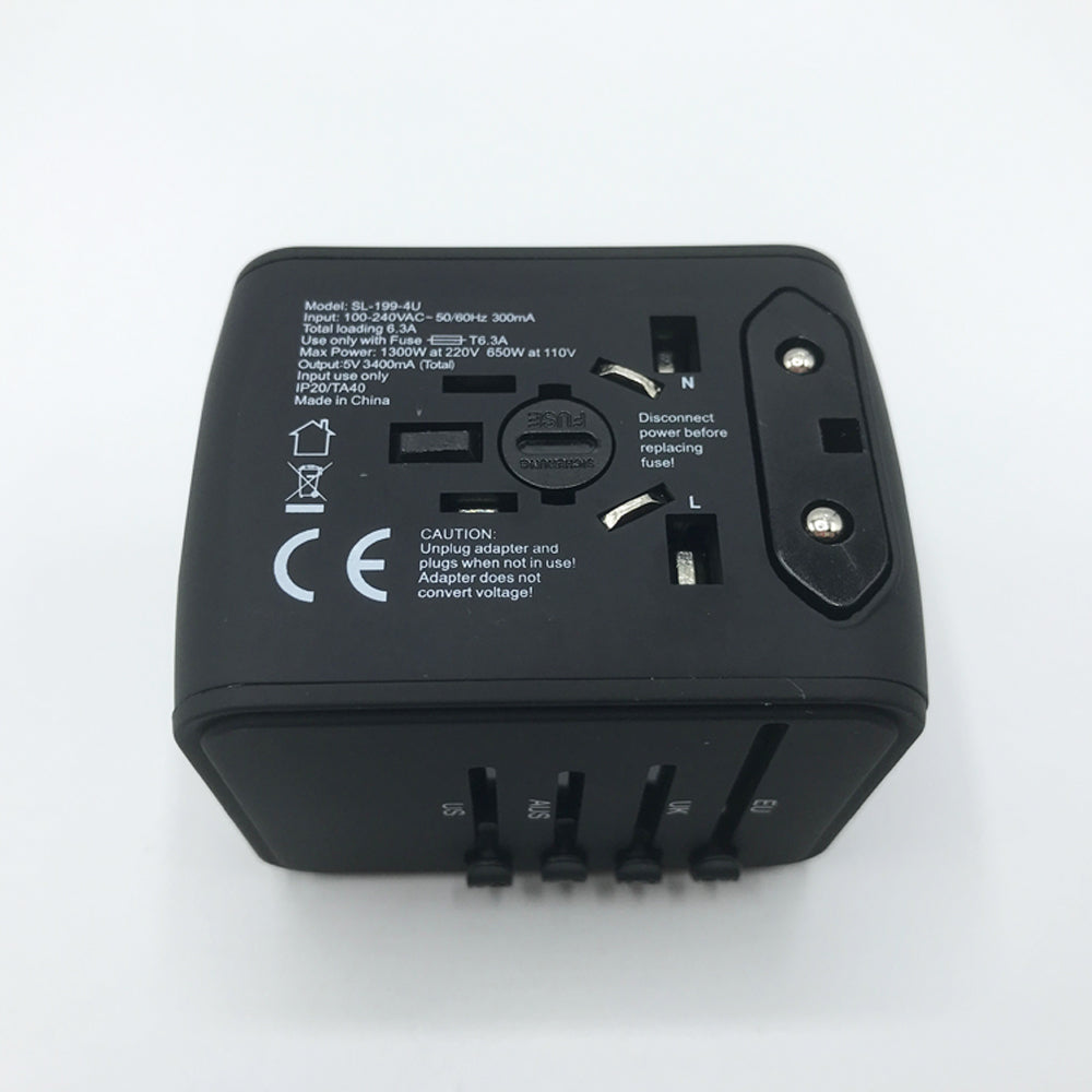 Universal Travel Adapter - All in One Worldwide Charger for US EU UK AUS with 4 USB Port - DimBuyShop