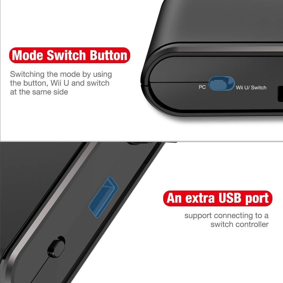 GameCube Controller Adapter for Wii U, Nintendo Switch and PC USB by Lexuma - mode and port